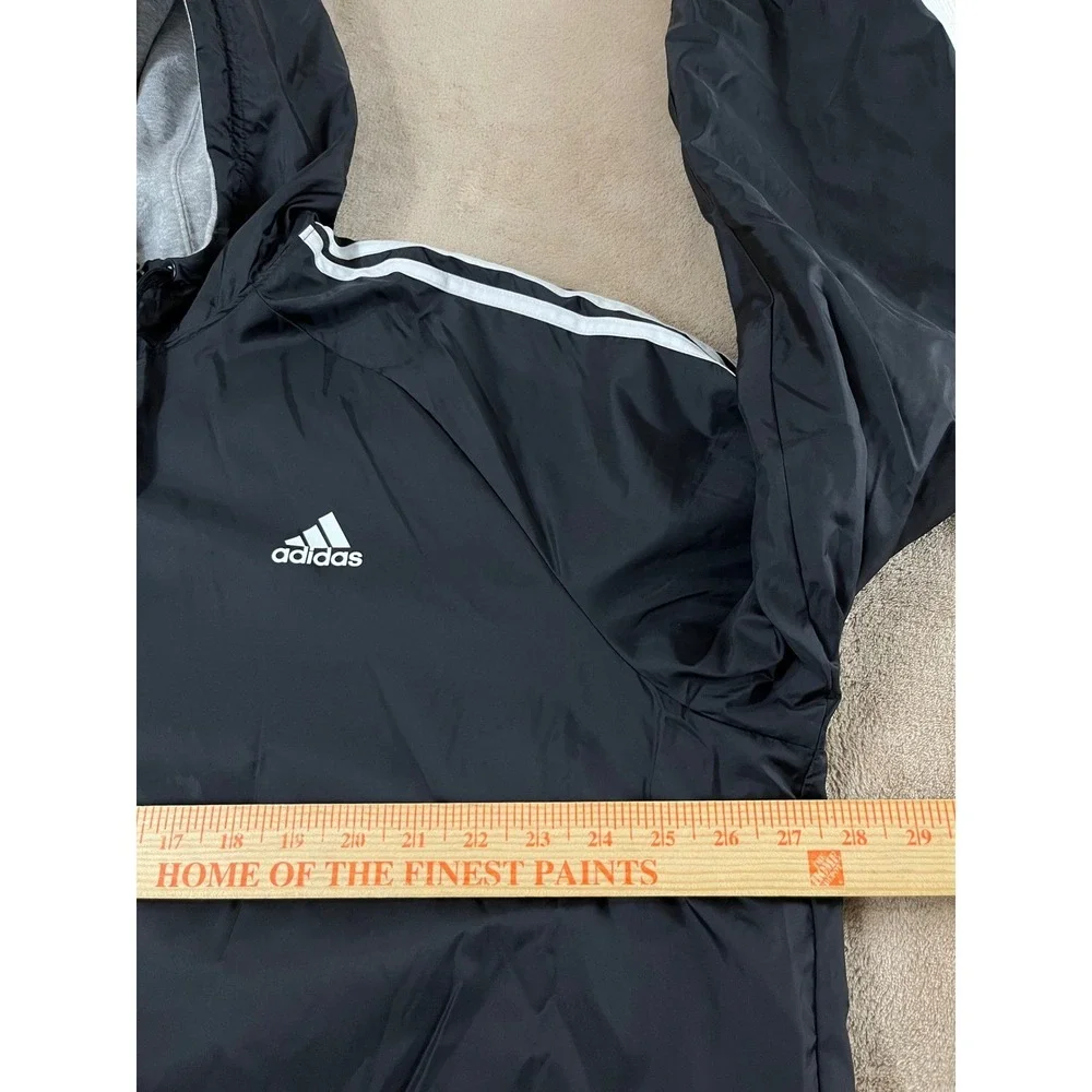 Adidas Reversible Hooded 3‎ Stripe Jacket Size 2XL Black Grey White Full zip